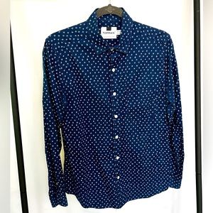 Topman casual button down blue with white stars, size small
